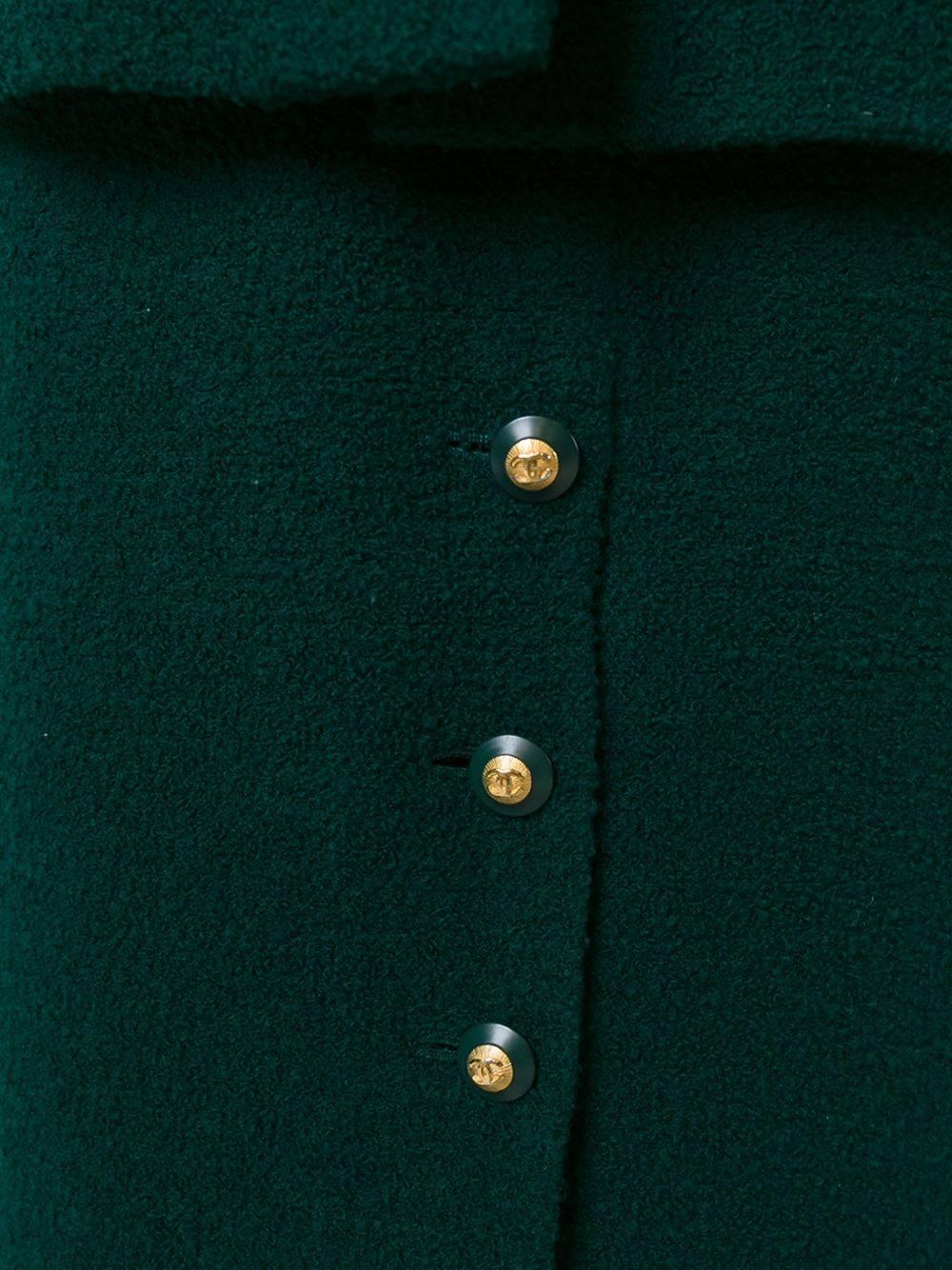 Chanel Dark Green Wool Vintage Jacket, 1980s In Excellent Condition In Lugo (RA), IT