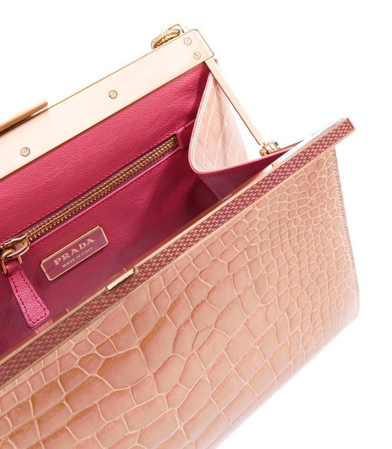 Prada Pink Crocodile Leather Vintage Bag, 2000s at 1stDibs | pink crocodile  prada bag, prada crocodile leather bag, pink alligator prada purse