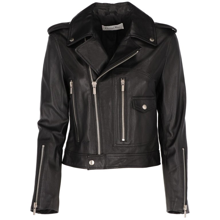 2010s Dior Black Leather Biker Jacket at 1stDibs