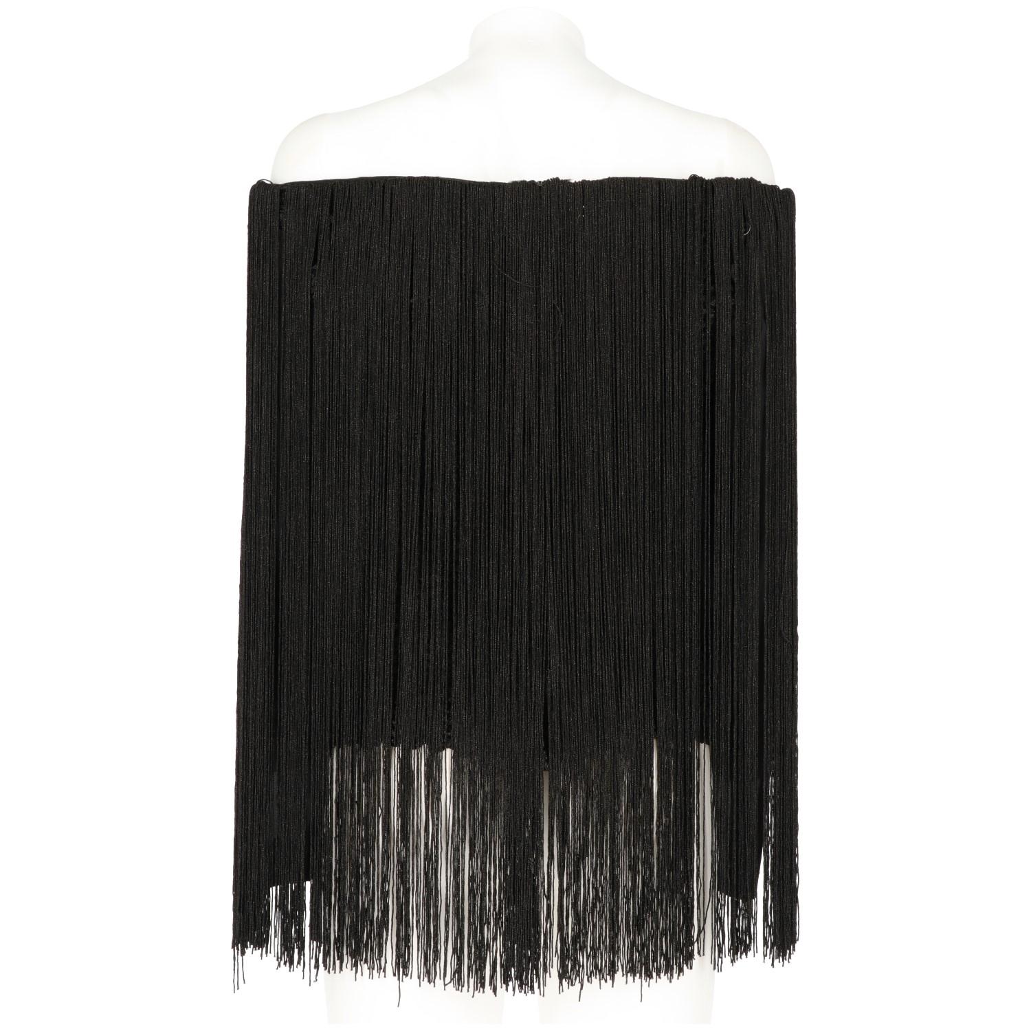 1990s, Lanvin Vintage Black Fringed Top In Good Condition In Lugo (RA), IT