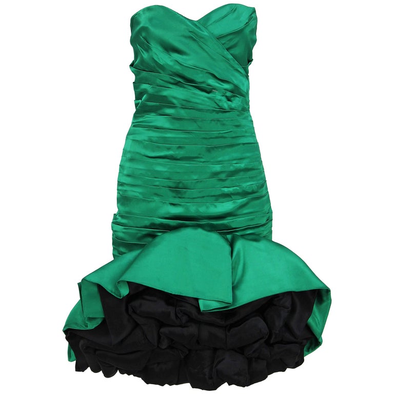 60s Emerald Green Satin Column Gown With Sash and Bolero at 1stdibs