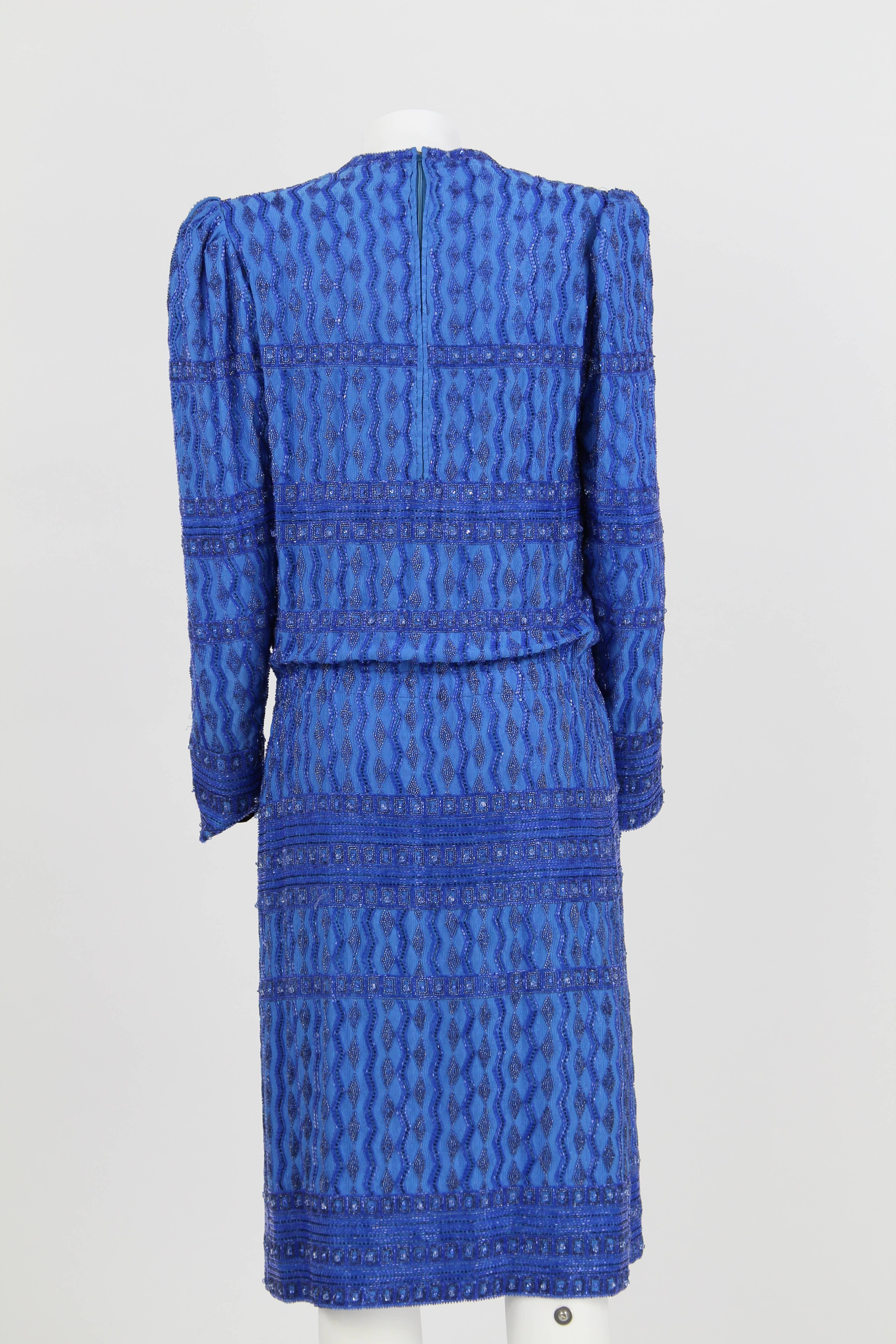 Blue Artisanal Italian Sequined Dress