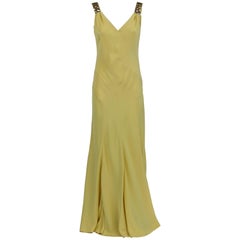 1980S Artisanal Yellow Long Dress