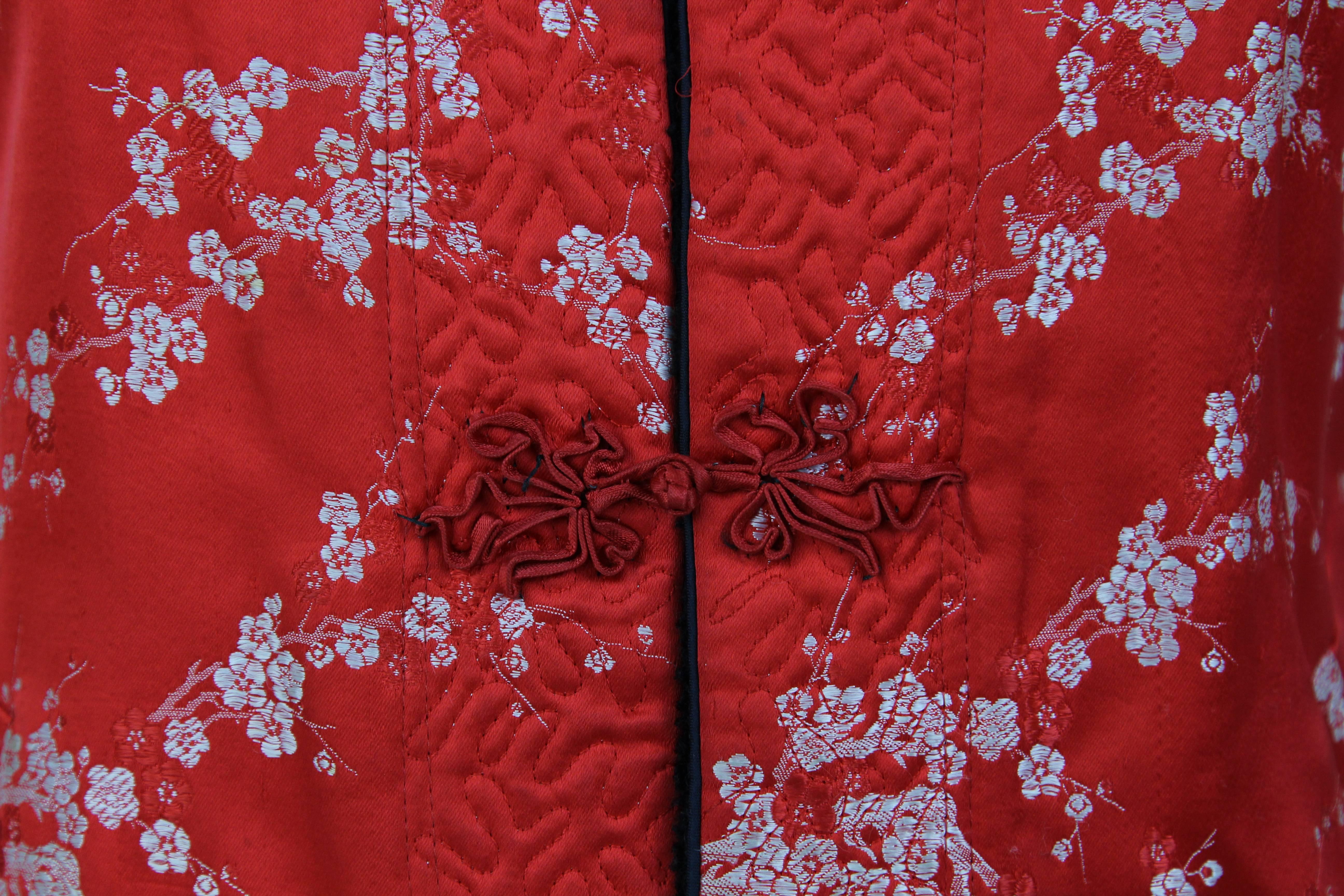 Women's 1960S Ethnic Red Floral Vest