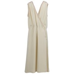 Mosè Artisanal Off-white Silk Dress