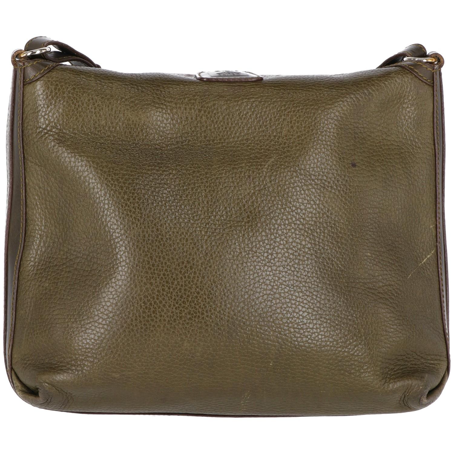 Brown 1970s Céline Vintage Green Leather Bag