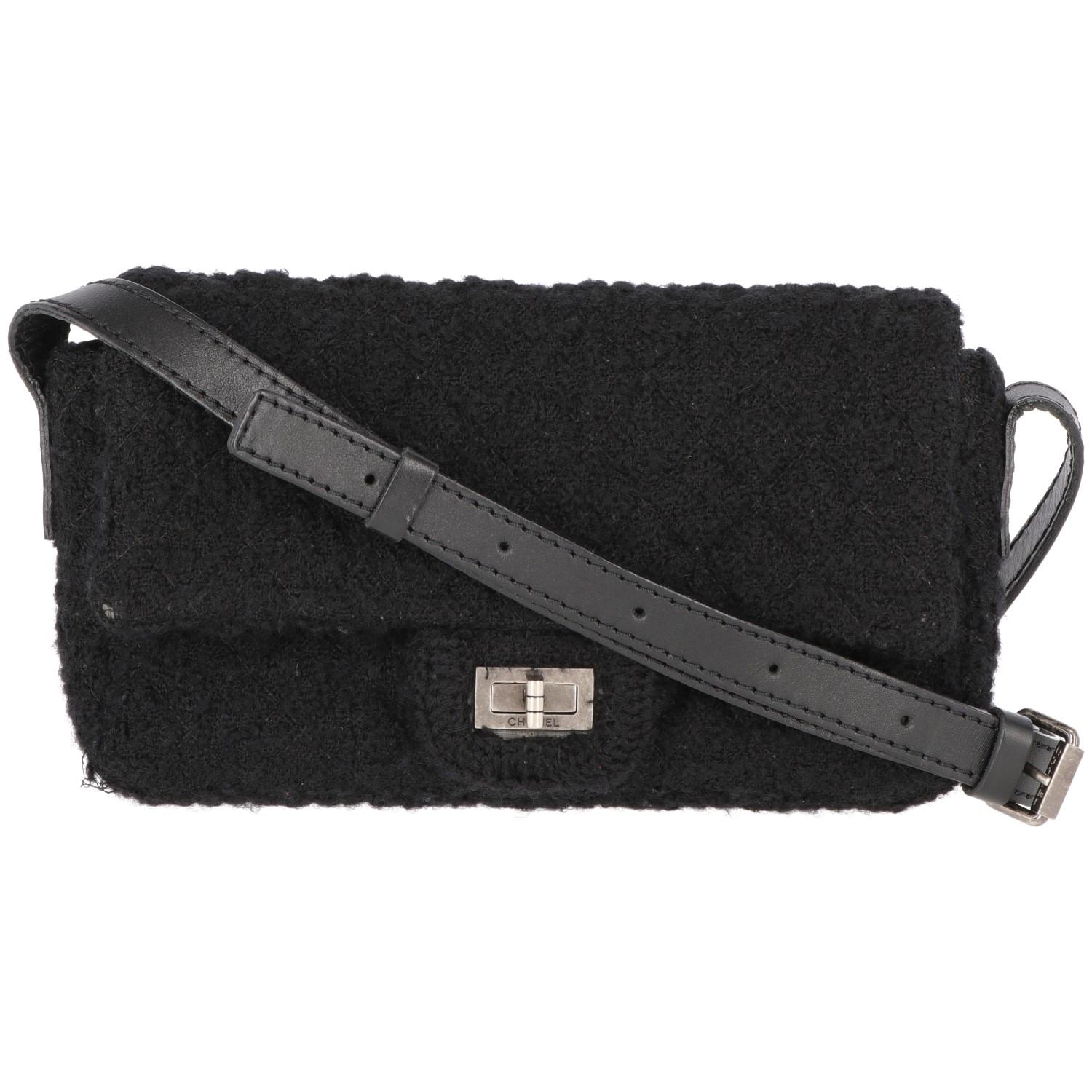 2008-2009s Chanel Black Tweed Vintage Bag