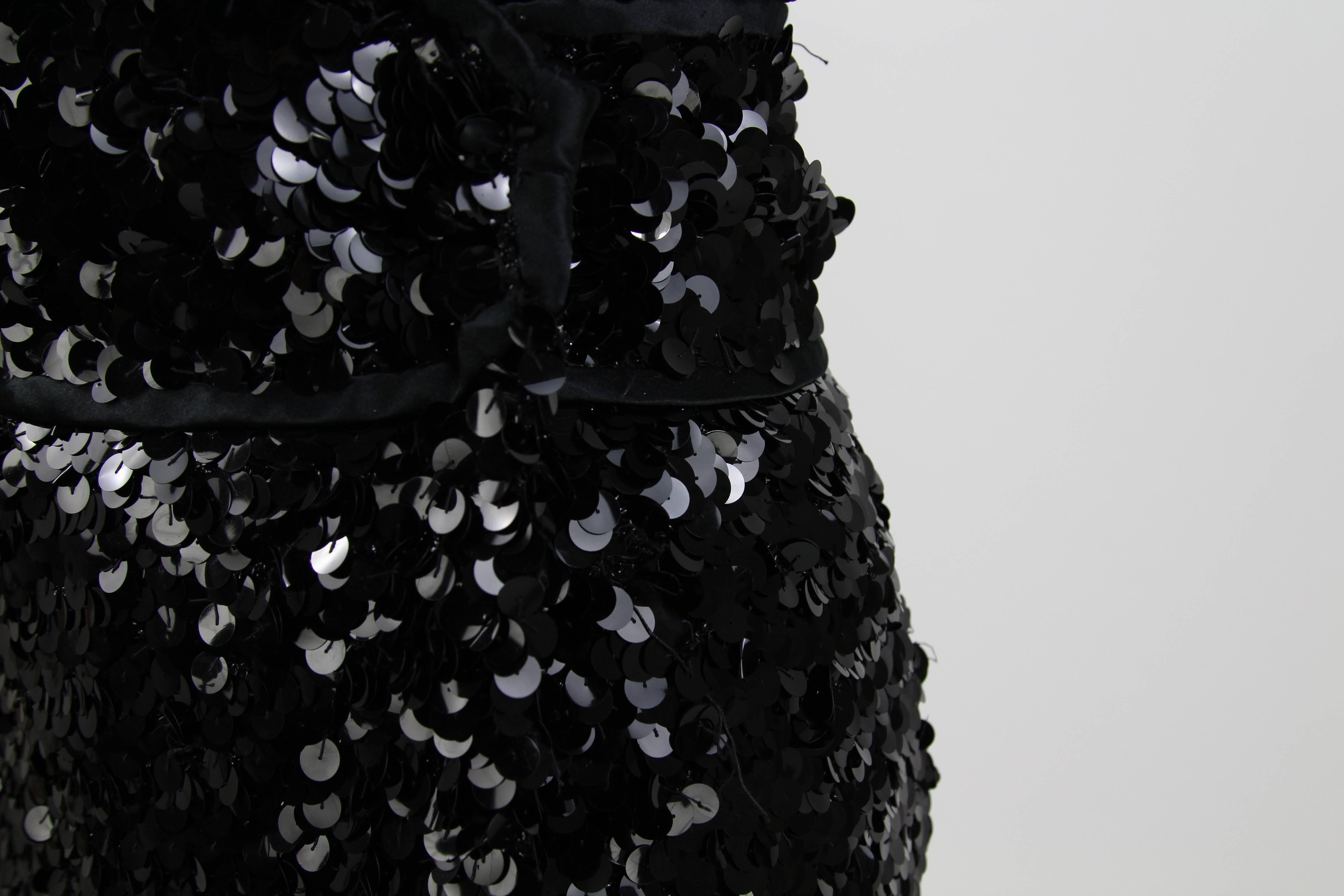 1960 Artisanal Black Sequined Dress 2