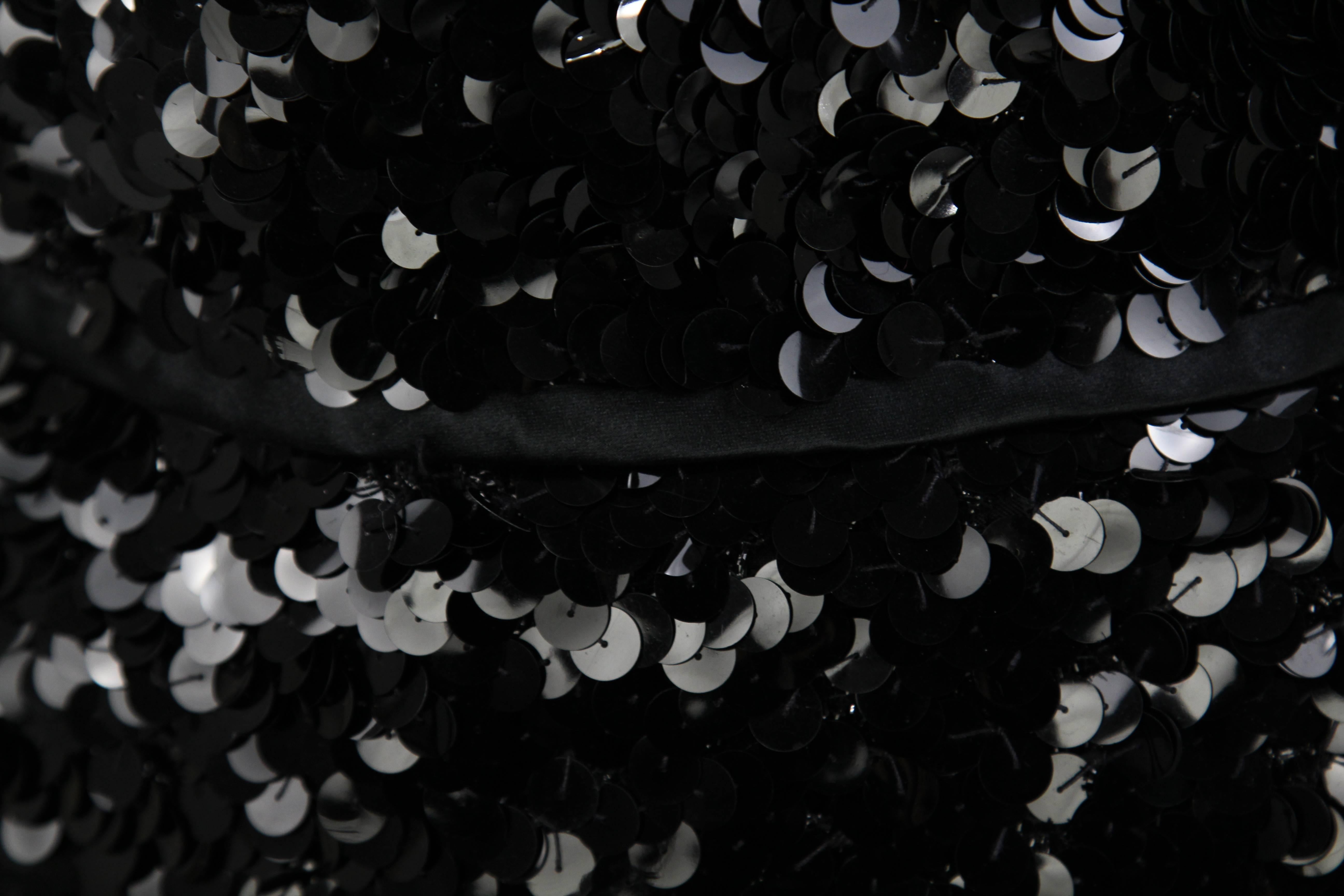 1960 Artisanal Black Sequined Dress 3