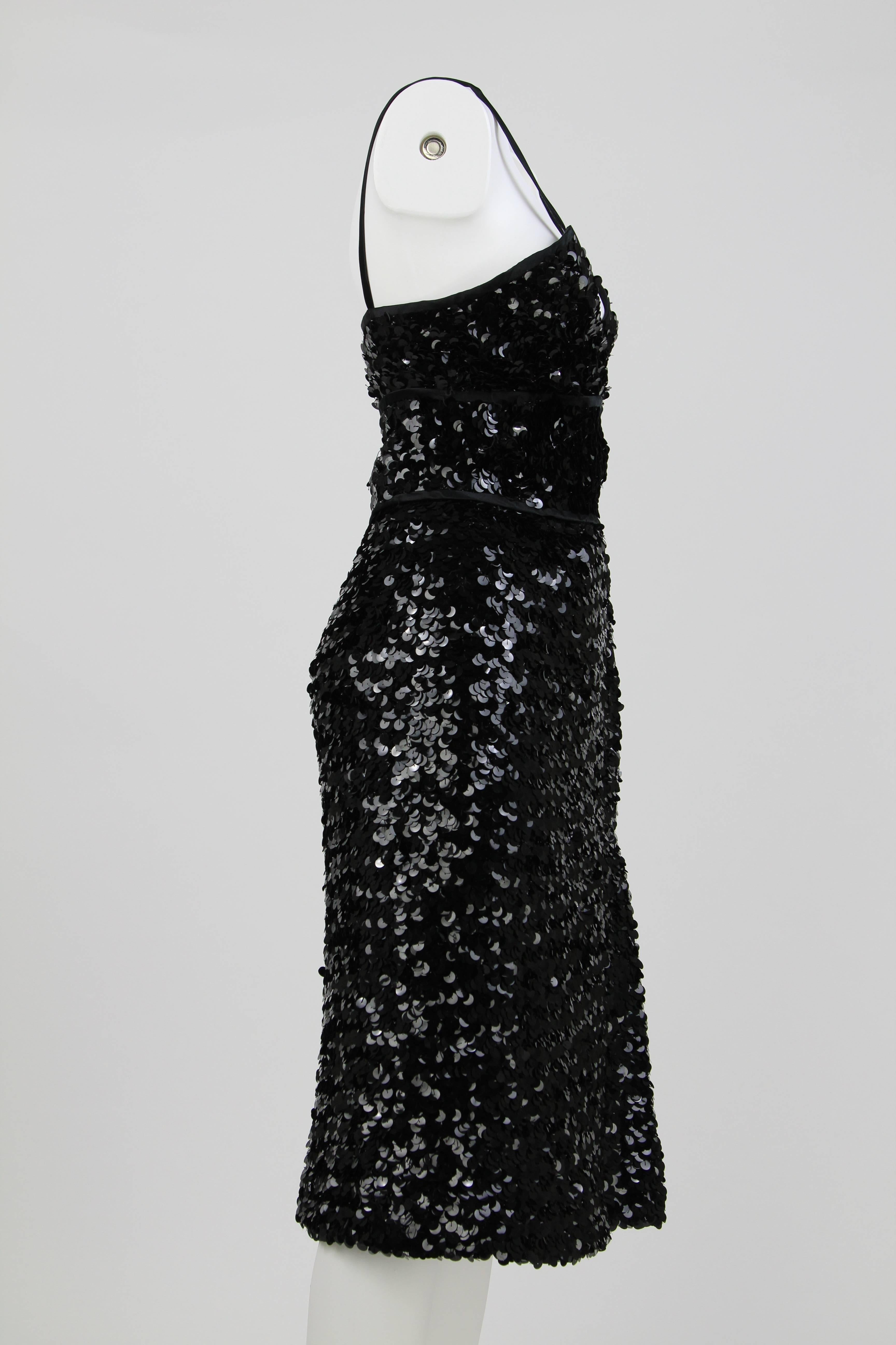 1960 Artisanal Black Sequined Dress 4