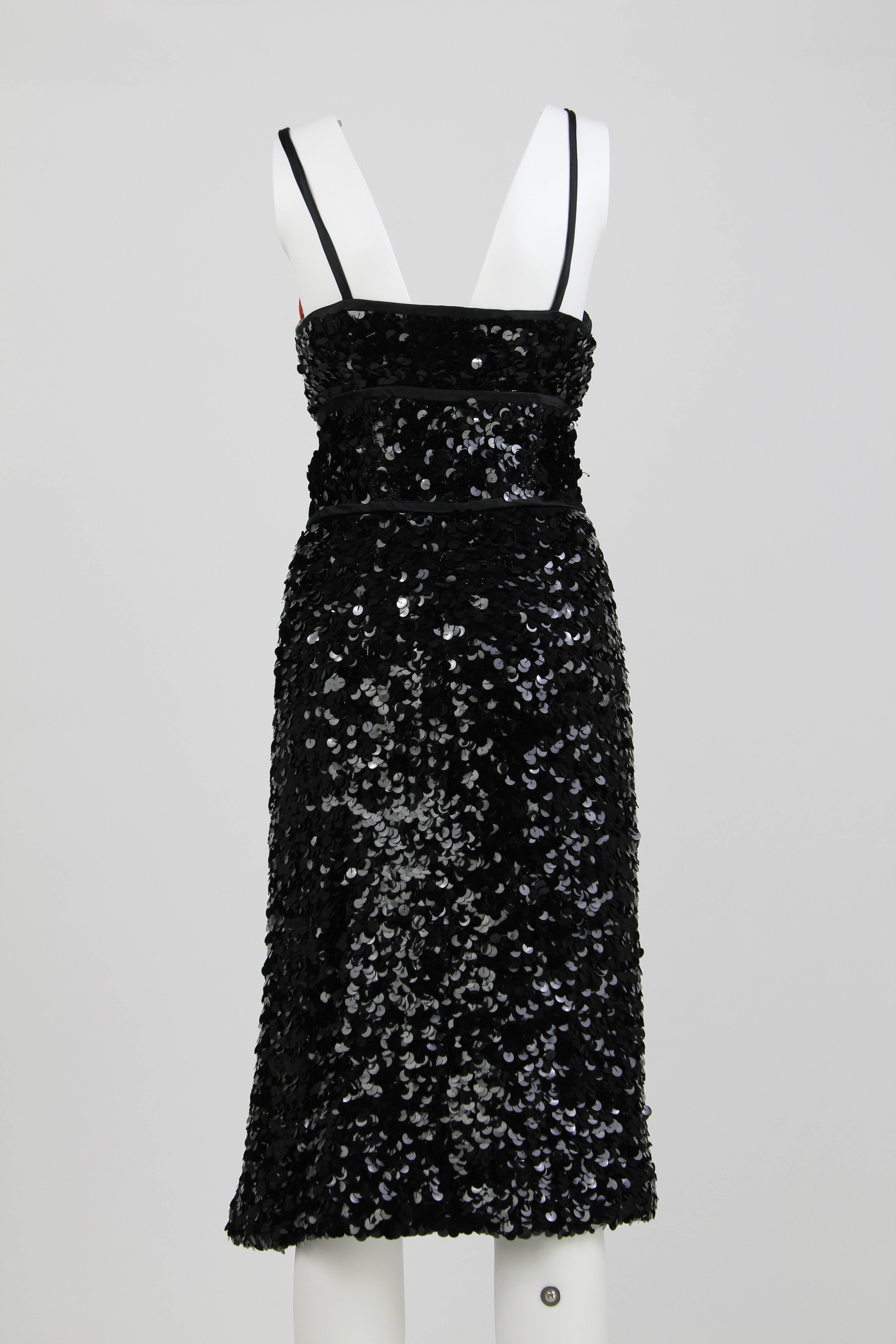 1960 Artisanal Black Sequined Dress 5