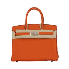 2014 Hermes Birkin bag 30cm Orange Togo Palladium Hardware