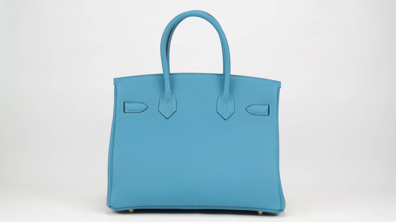 HERMES Birkin Bag 30cm Tourquoise Veau Togo Gold Hardware 1