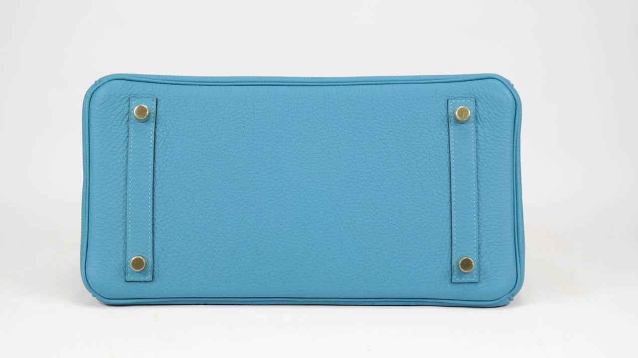 HERMES Birkin Bag 30cm Tourquoise Veau Togo Gold Hardware 5