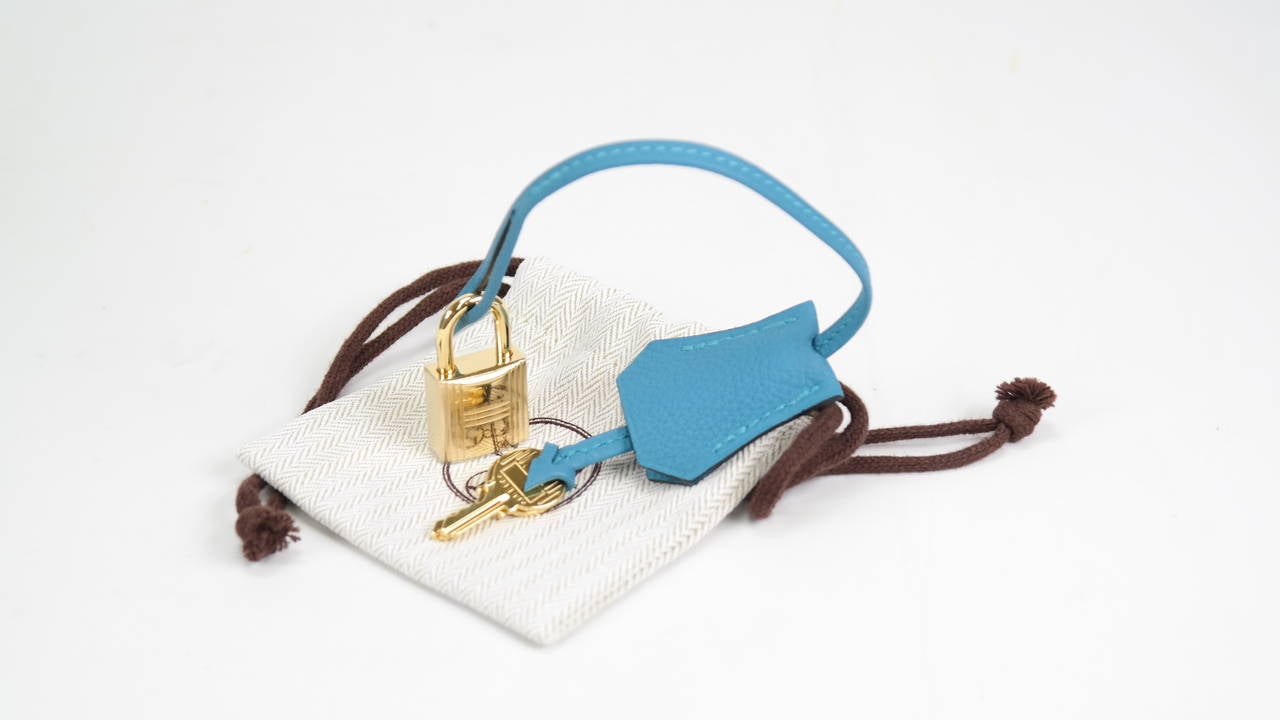 HERMES Birkin Bag 30cm Tourquoise Veau Togo Gold Hardware 6