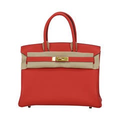 Hermes Birkin Bag 30cm Rouge Pivoine color Gold Hardware.