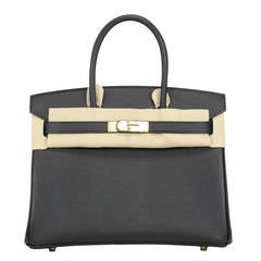 HERMES Birkin Bag 30cm Black Veau Togo Gold Hardware