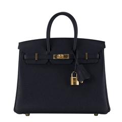 Hermes Handbag Birkin 25 Togo Black Gold Hardware 2016.