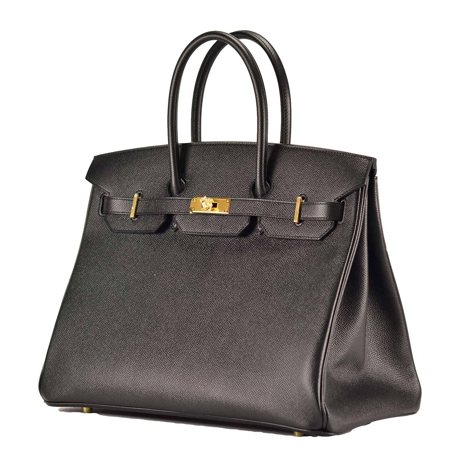 Hermes Birkin 35 Epsom Black Gold Hardware

Pre-owned and never used.

Bought it in Hermes store.

Model: Birkin

Dimensions: 35cm width x 25cm height x 18cm length.

Color: Black

Details:
*Protective felt removed for purposes of