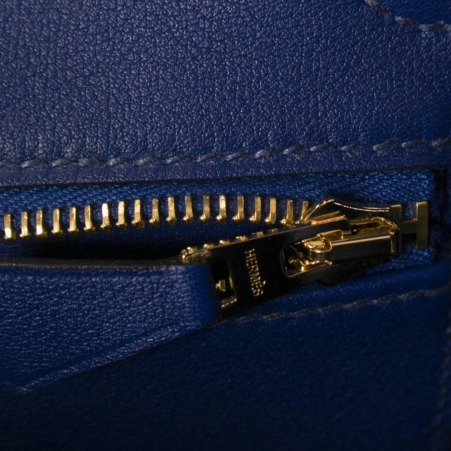Hermes Handbag Birkin 25 Swift Leather 73 Blue Saphir Gold Hardware 2015. 2