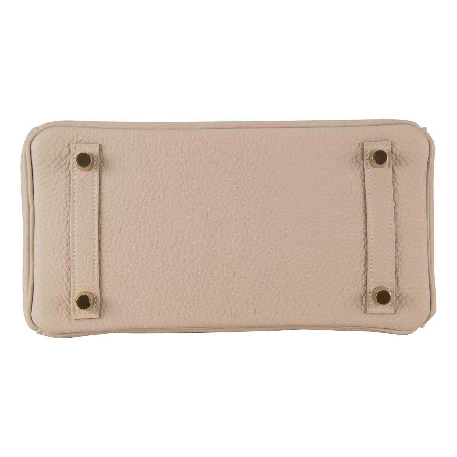 Brown Hermes Handbag Birkin 25 Togo Craie Gold Hardware 2015.