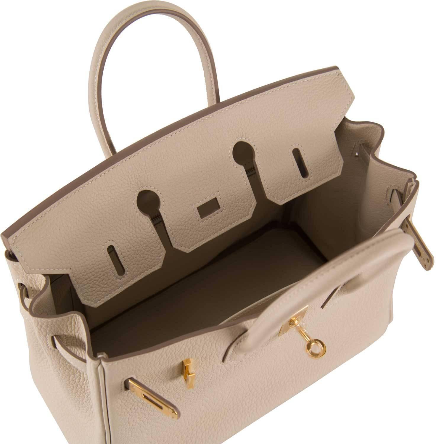 Hermes Handbag Birkin 25 Togo Craie Gold Hardware 2015. 1