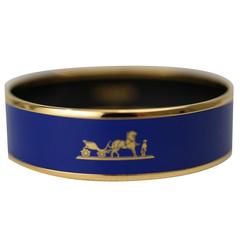 Hermes Bracelet Large Caleche Email Plaque Or Bleu Royal size L 2016.