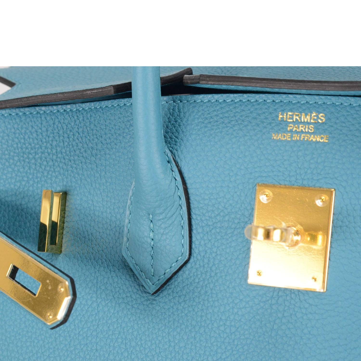 Hermes Birkin 35 Togo Turquoise Gold Hardware For Sale at 1stdibs