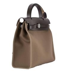 Hermes Herbag Zip 31 Etoupe toile Officier Hunter  Ebene Palladium Hardware 2016
