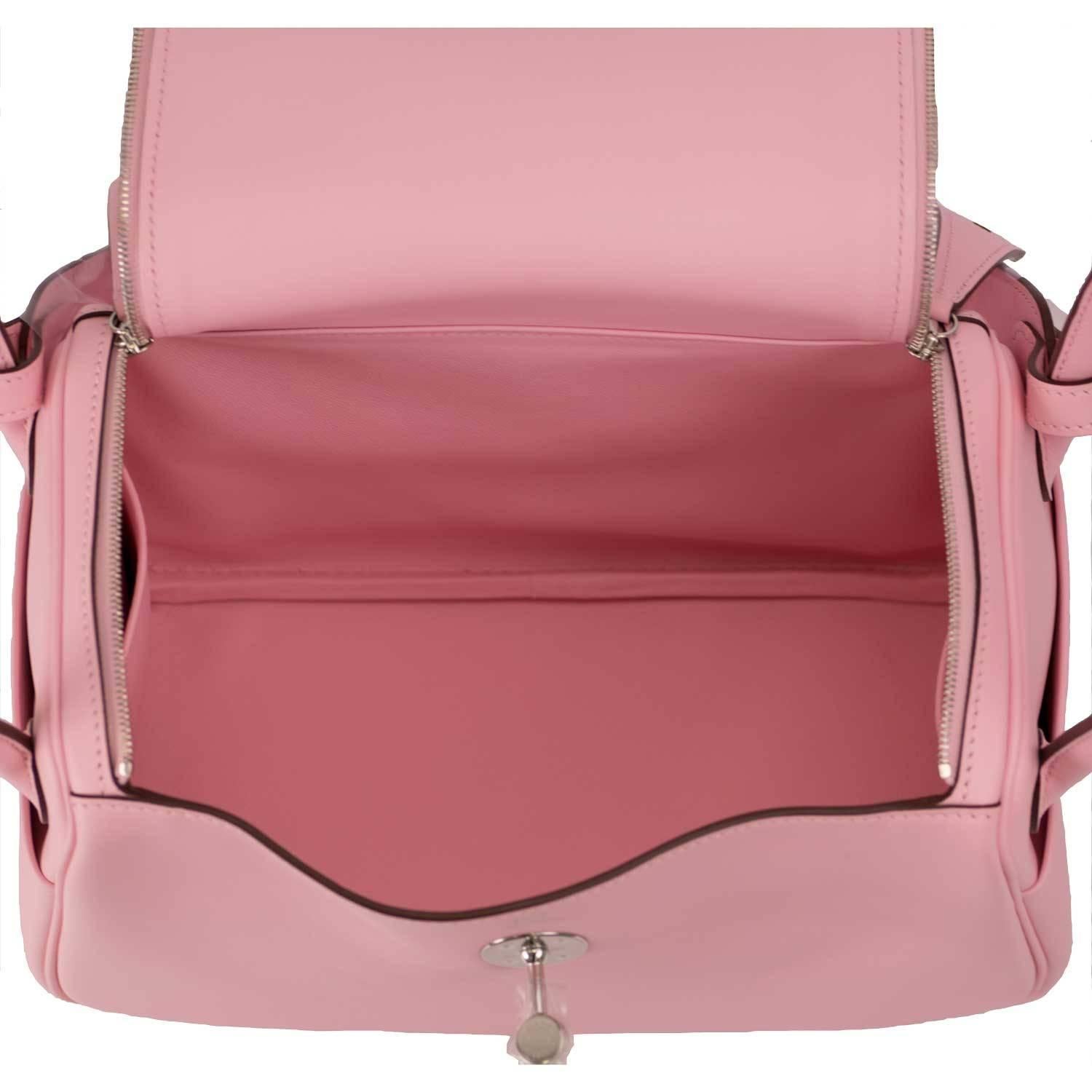 Pink Hermes Handbag Lindy 26 Swift Leather 3Q Rose Sakura Palladium Hardware 2016.