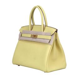 Hermes Handbag Birkin 30 Jaune Poussin Togo Gold Hardware.