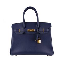 Hermes Handbag Birkin 30 Veau Epsom 73 Bleu Saphir Gold Hardware 2016.