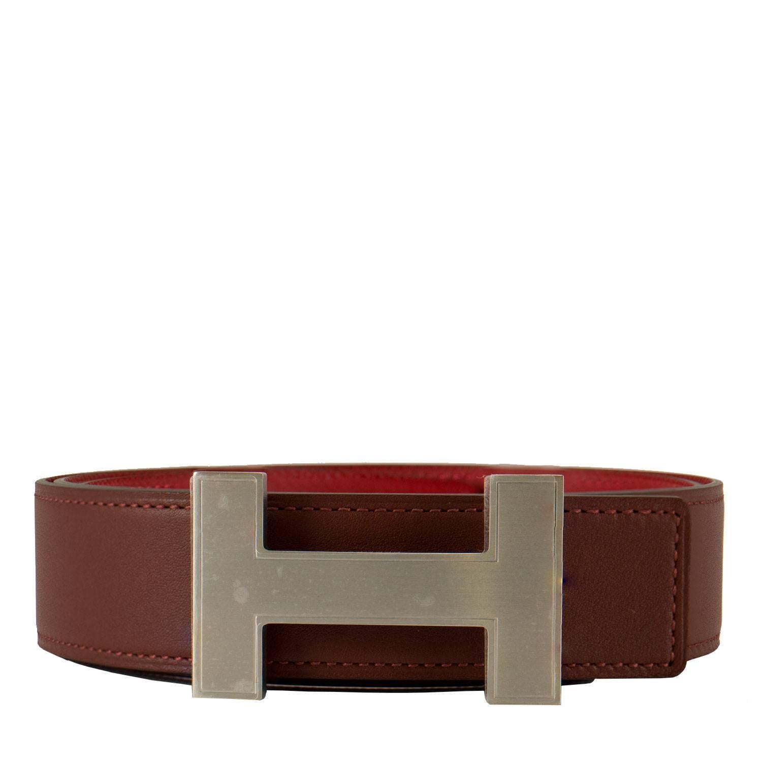 Hermes reversible Belt H Swift/Epsom Rouge H/Rouge Casaque Palladium Hardware

Pre-owned and never used

Bought it in hermes store in 2016.

Color:  Rouge H/Rouge Casaque.

Model: H.

Size: 90cm.

Details:
*Protective felt removed for