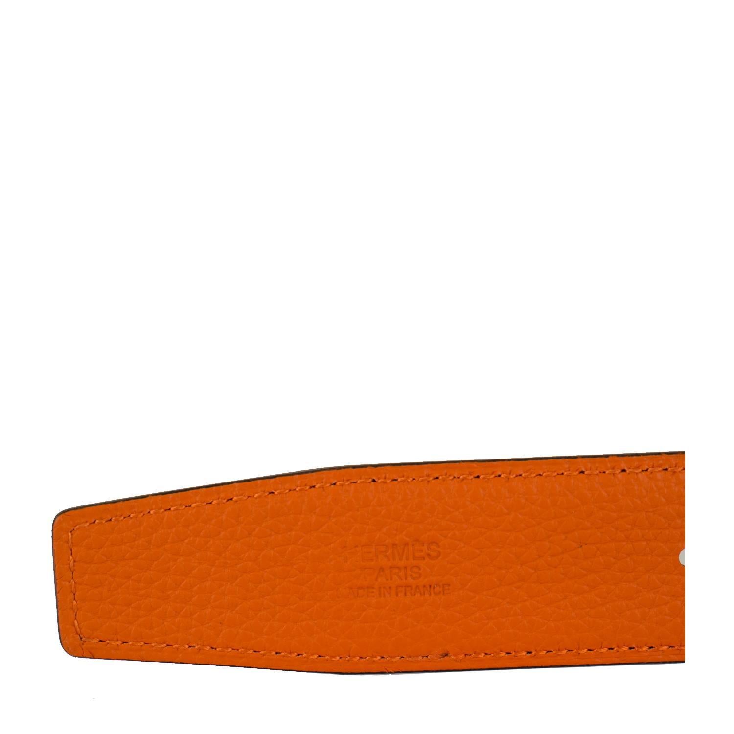 Hermes Belt H 32mm Box Togo Noir/Orange size 85 + Boucle Gold 2016 In New Condition In Miami, FL