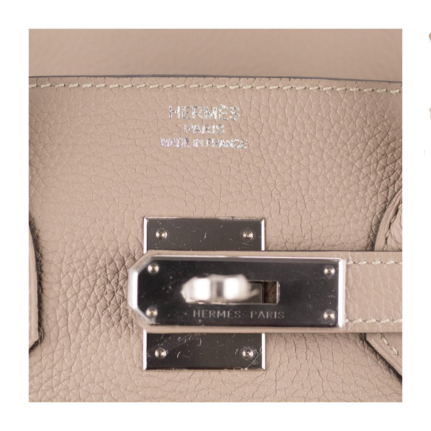 Hermes Handbag Birkin 35 Togo Leather Gray Tourterelle Palladium Hardware 2016. 1
