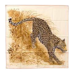 Twill Scarf 100% Silk 90 CM Panthera Pardus Ivoire/Brun/Sable 2016