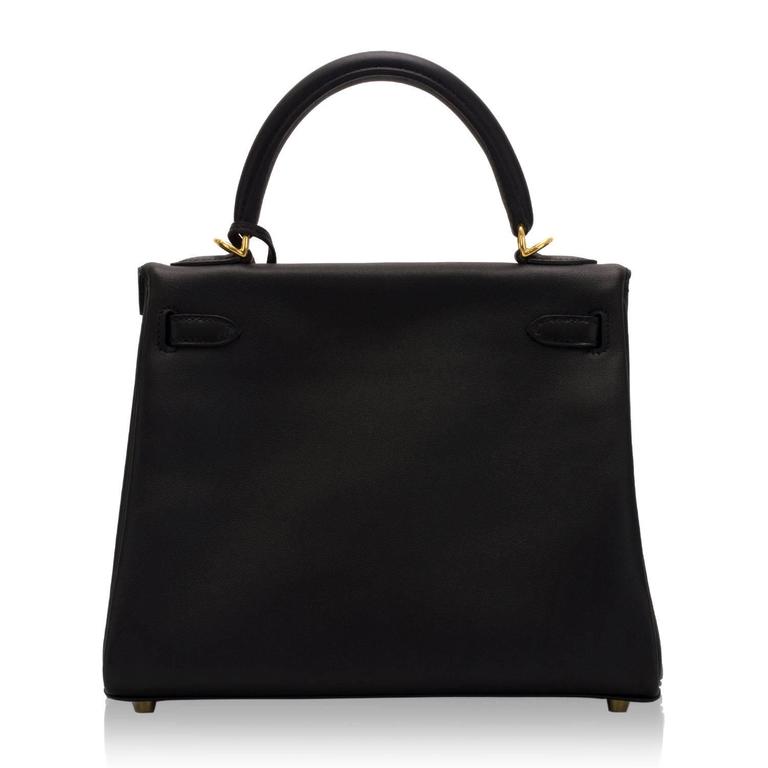 Hermes Kelly bag II Retourne 25 Swift Leather 89 Black Color Gold ...
