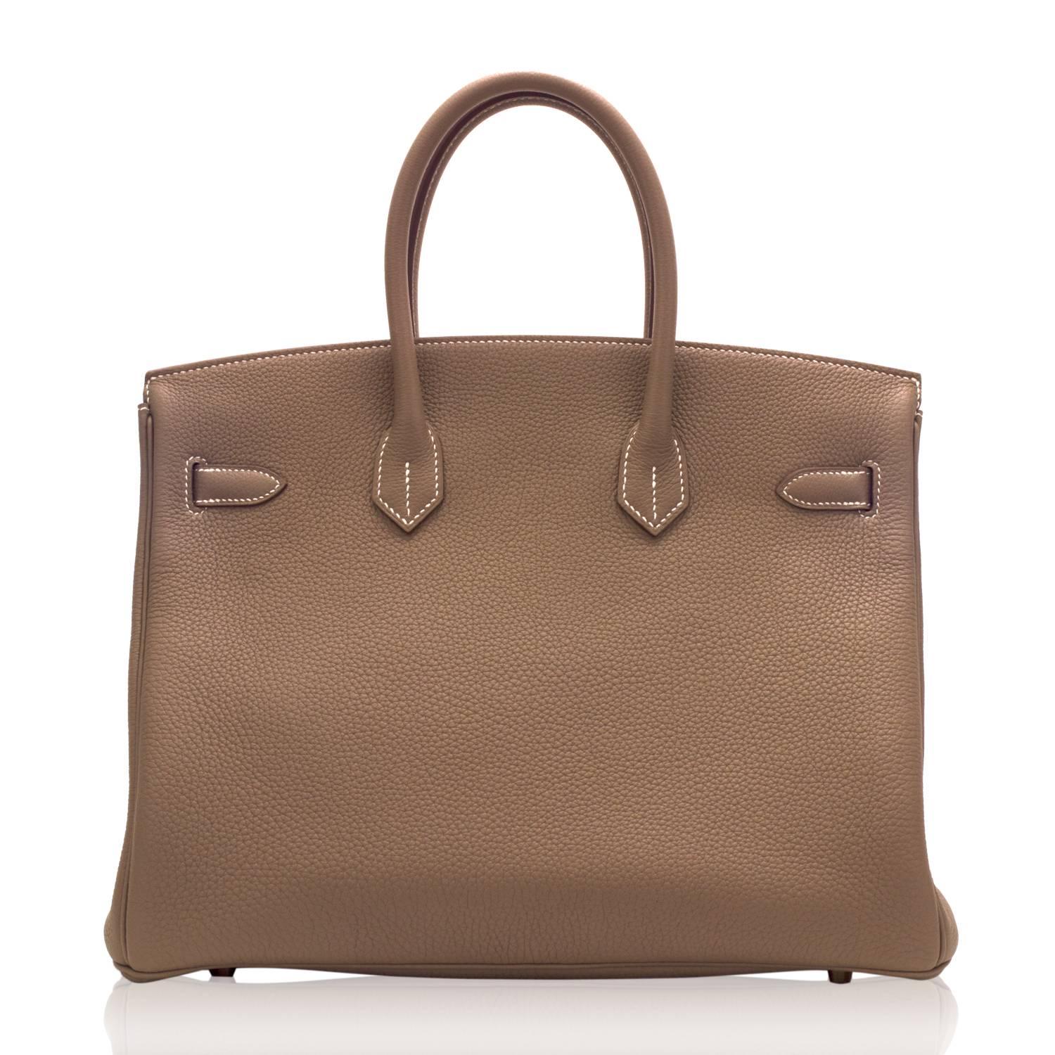 Brown Hermes Birkin 35 Togo Leather 18 Etoupe Color Gold Hardware 2016.
