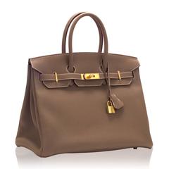 Hermes Birkin 35 Togo Leather 18 Etoupe Color Gold Hardware 2016.