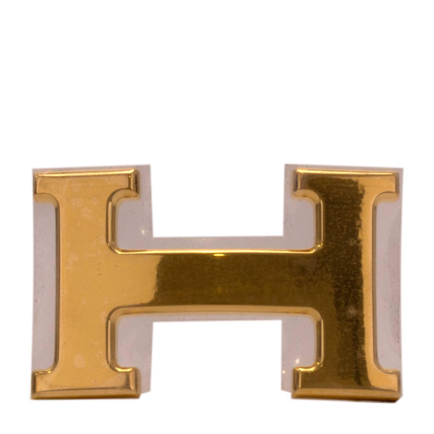 Men's Hermes Belt H Reversible Box/Togo Leather Noir/Chocolat Color Boucle H Gold 2016