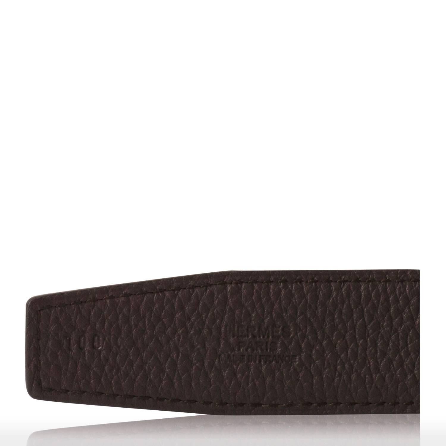 Hermes Belt  Box/Togo Leather Noir/Chocolat Color Boucle H Palladium Hardware 20 2