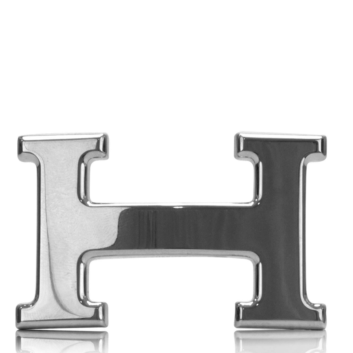 Hermes Belt  Box/Togo Leather Noir/Chocolat Color Boucle H Palladium Hardware 20 In New Condition In Miami, FL