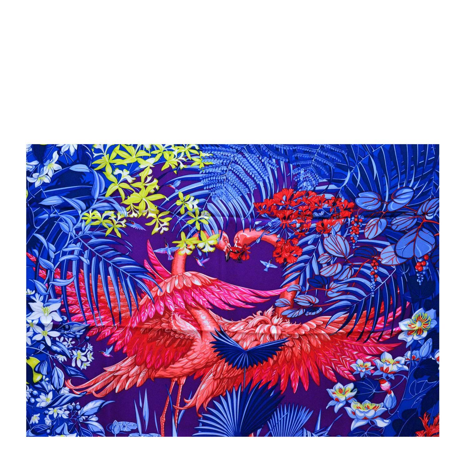 Hermes Carre Twill 100% Soie FLAMINGO PARTY ROUGE-VIOLET

Bought it in hermès store in 2015.

Size: 90X90 Cm.

Model: FLAMINGO PARTY

Details:
*Protective felt removed for purposes of photography only.
-Original Invoice.
-Shipment and