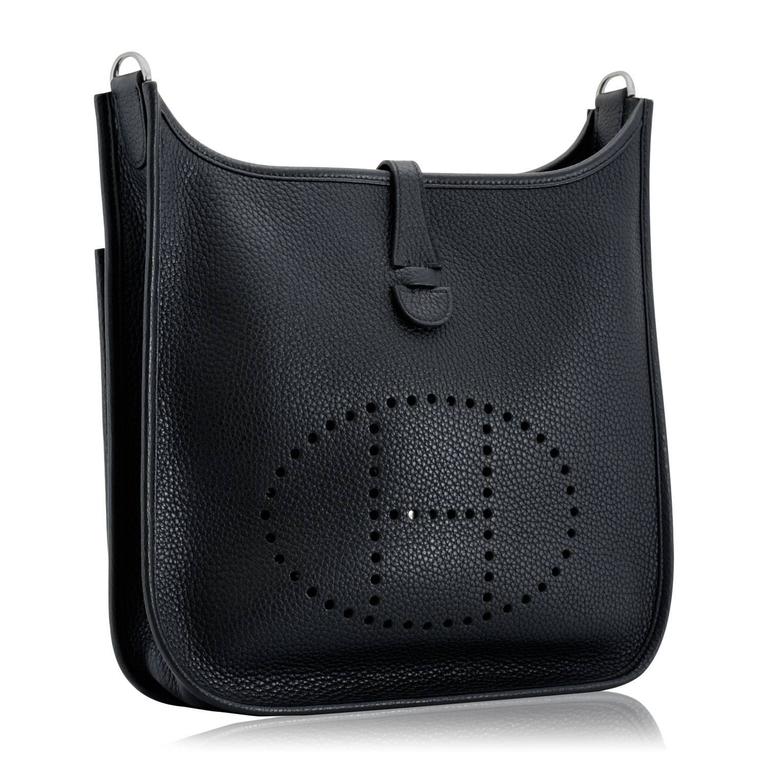 Hermes Evelyne Poche III Bag 29 cm T Clemence Leather 89 Noir Color PHW  2016 at 1stDibs