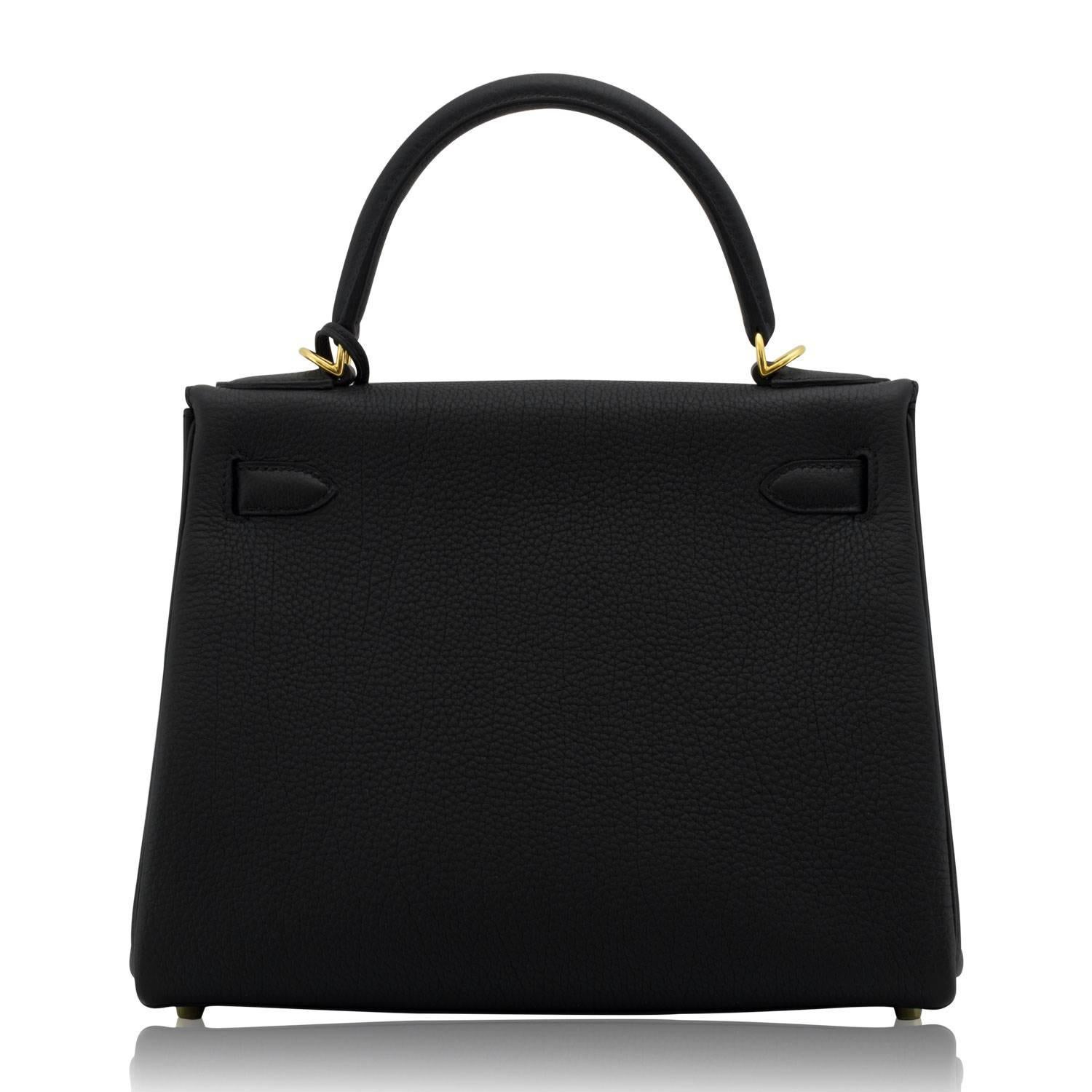 Hermes Kelly II 28 Retourne Togo Leather 89 Black Color Gold Hardware 2016 In New Condition In Miami, FL