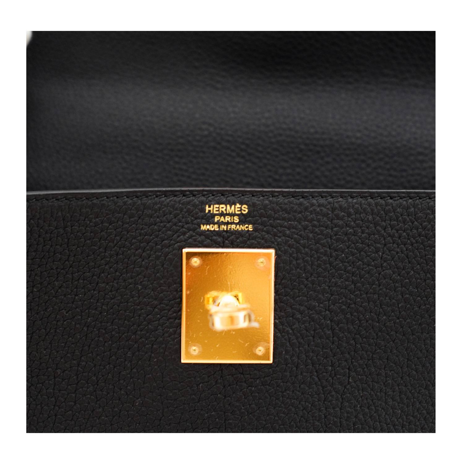 Hermes Kelly II 28 Retourne Togo Leather 89 Black Color Gold Hardware 2016 2