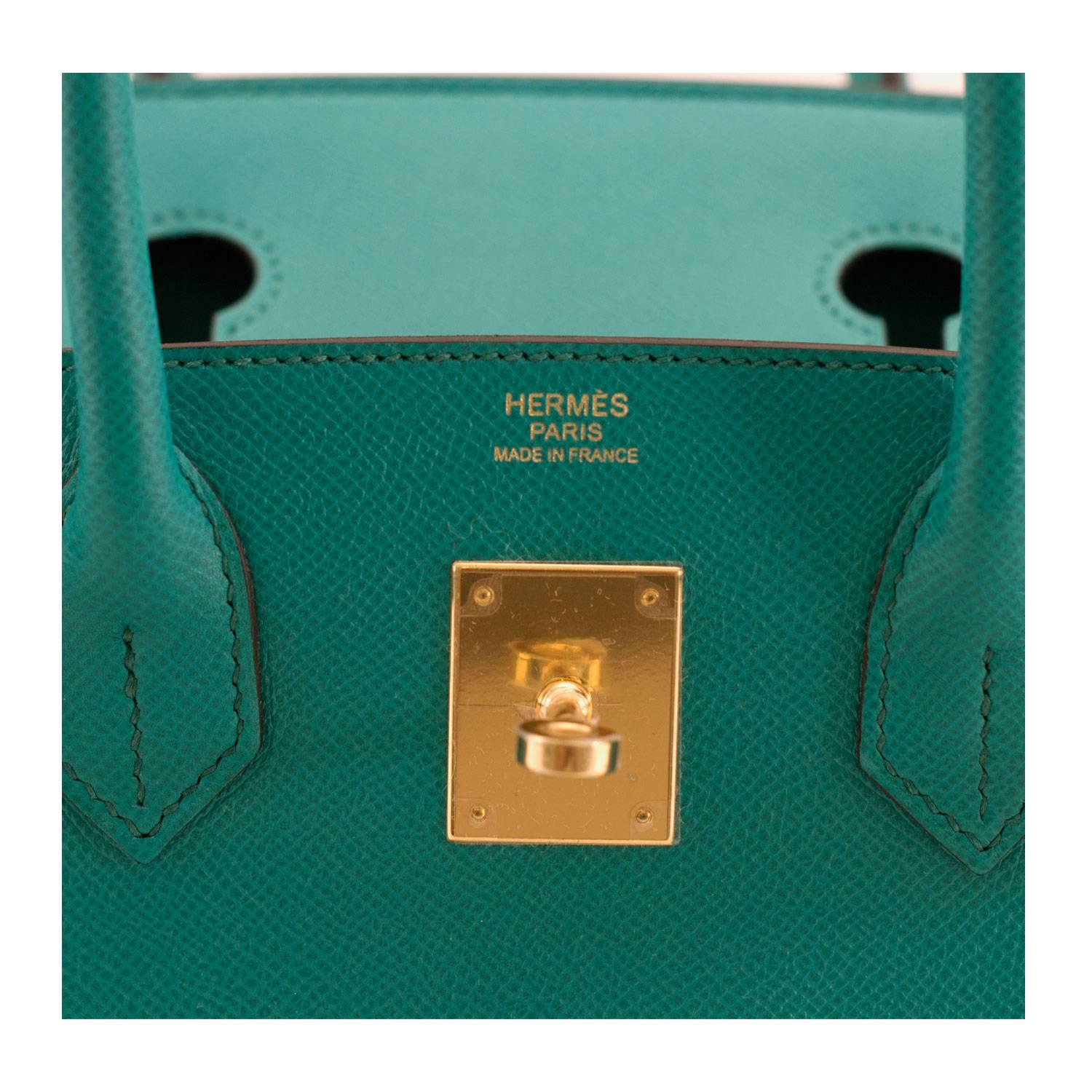 Women's or Men's Hermes Handbag Birkin 30 Veau Epsom 7F Bleu Paon Gold Hardware 2016.