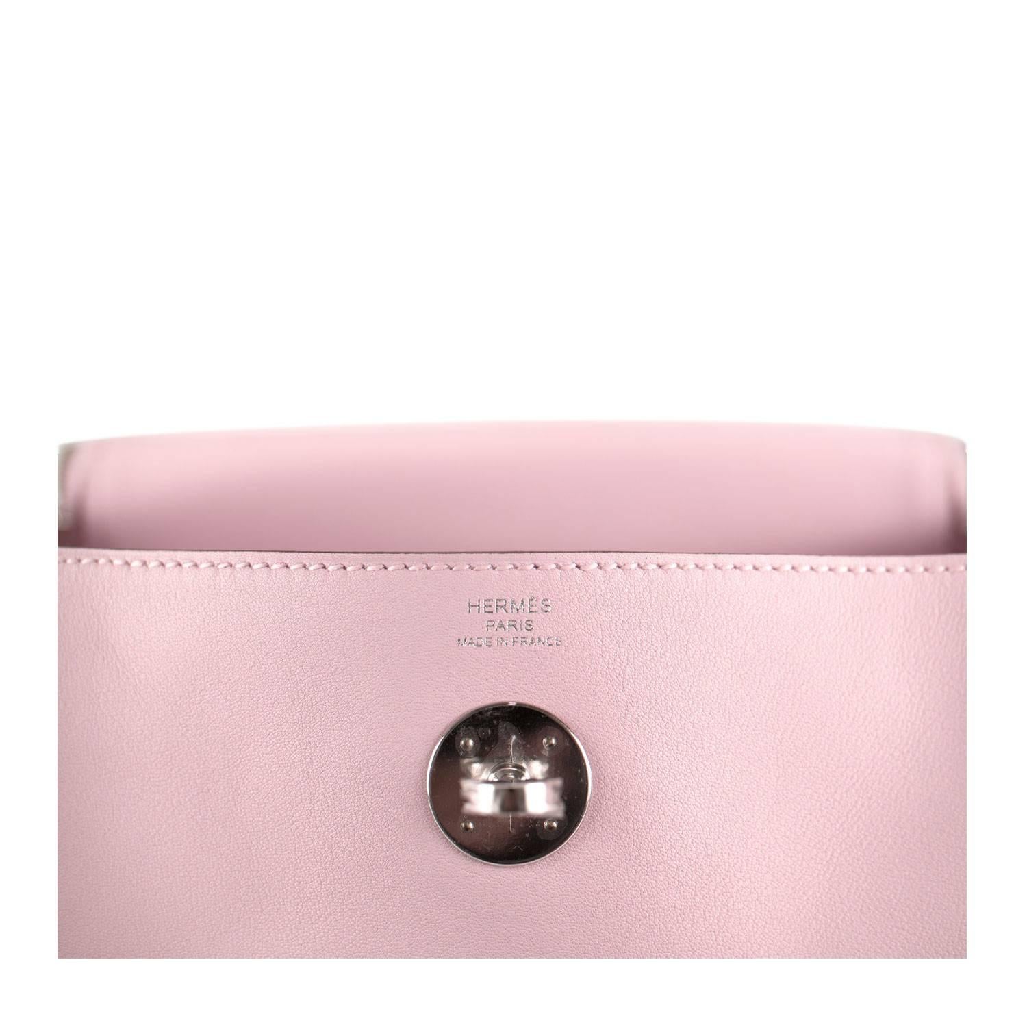 Women's or Men's Hermes Lindy 26 Veau Swift Leather 3Q Rose Sakura Palladium Hardware 2016.