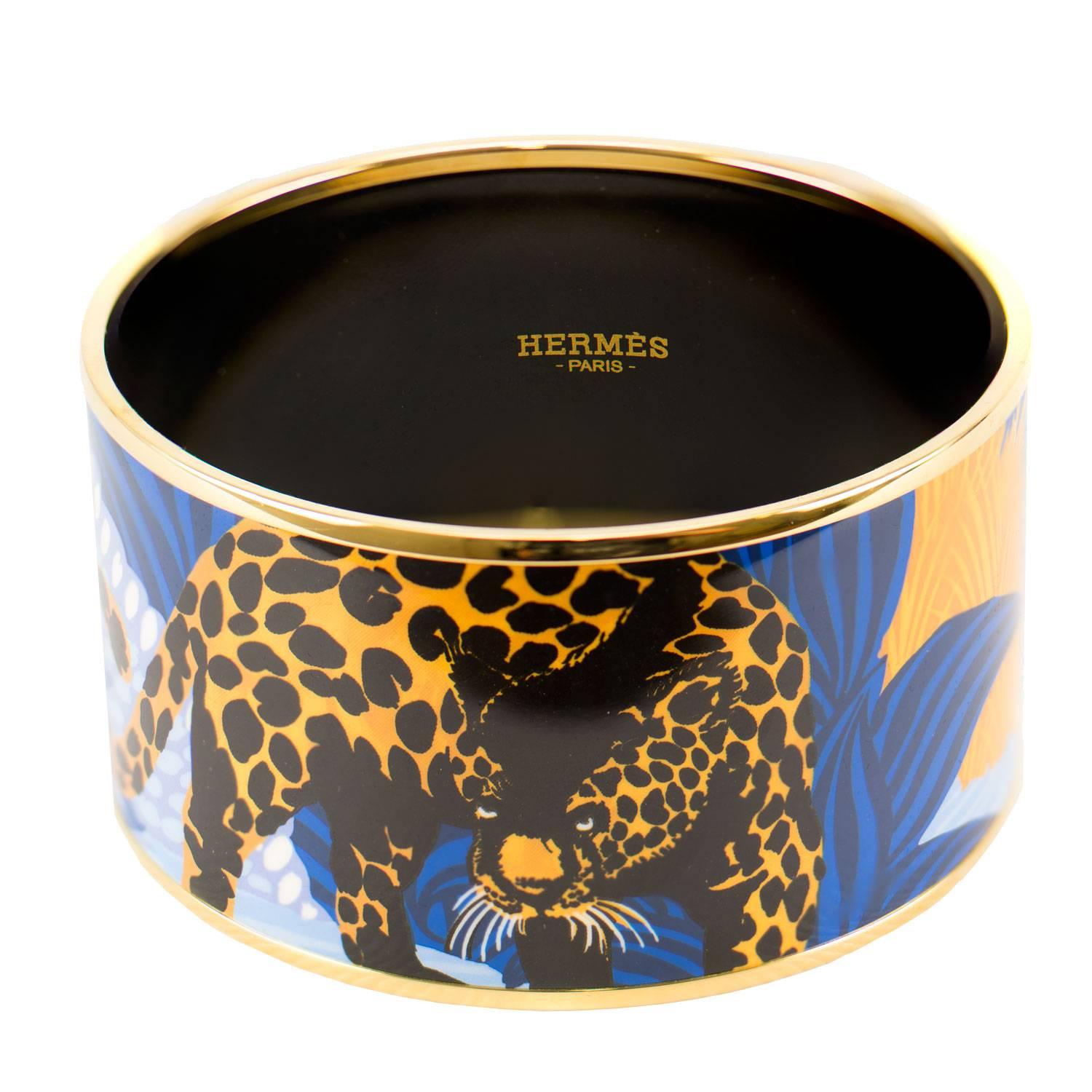 Artisan Hermes Bracelet email Jungle of Eden Pollen et Azur plaque Gold XL 2016