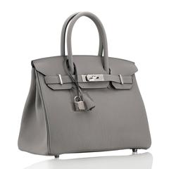 Hermes Handbag Birkin 30 Togo Leather 4Z Gris Mouette Color Palladium Hardware 2